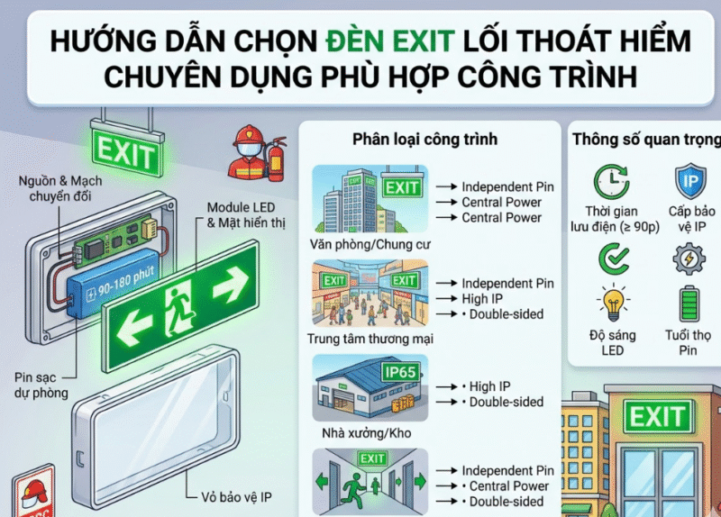 Đèn exit lối thoát hiểm chuyên dụng