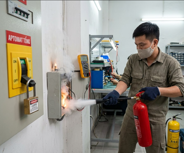 Xử lý khi cháy do chập điện