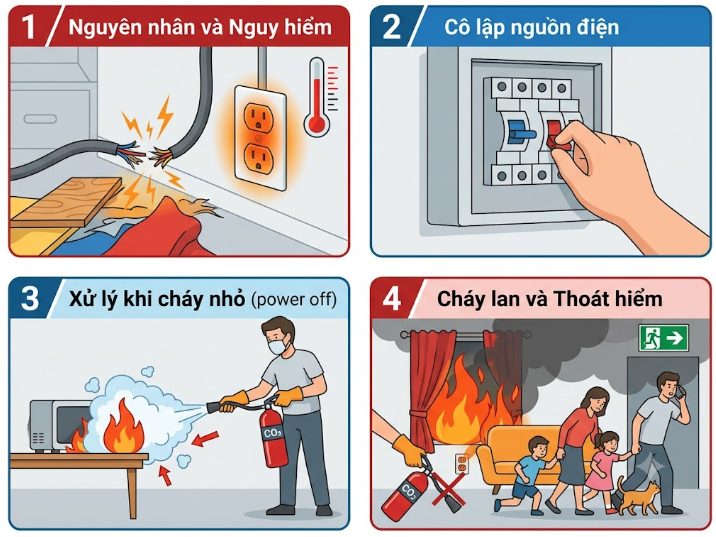 Xử lý khi cháy do chập điện